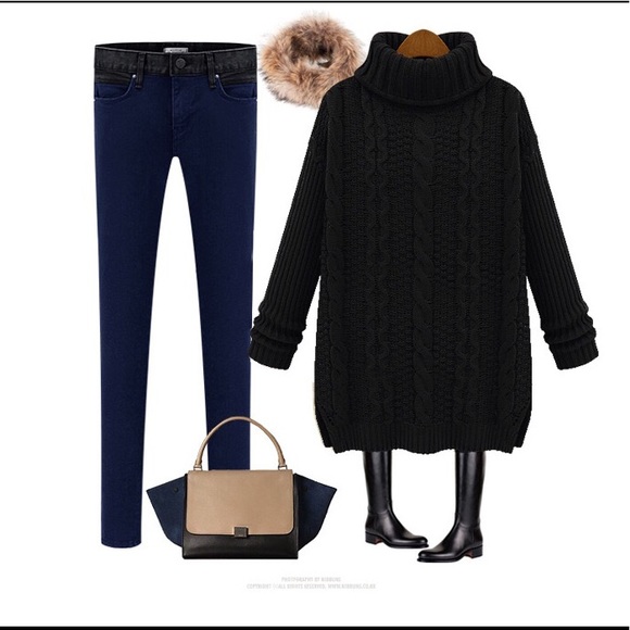 black cables turtleneck sweater - Picture 2 of 6